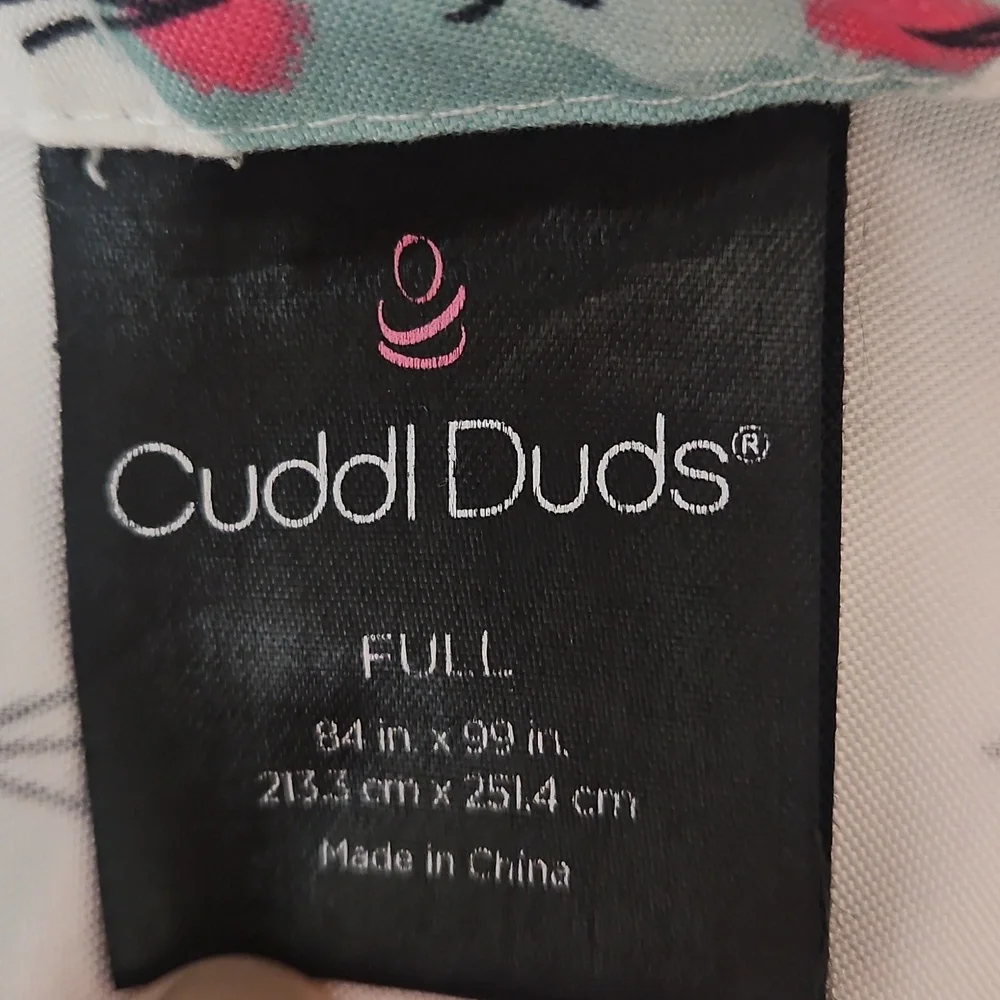 Cuddl Duds Pink Teal  Cats Faces Full Flat Sheet